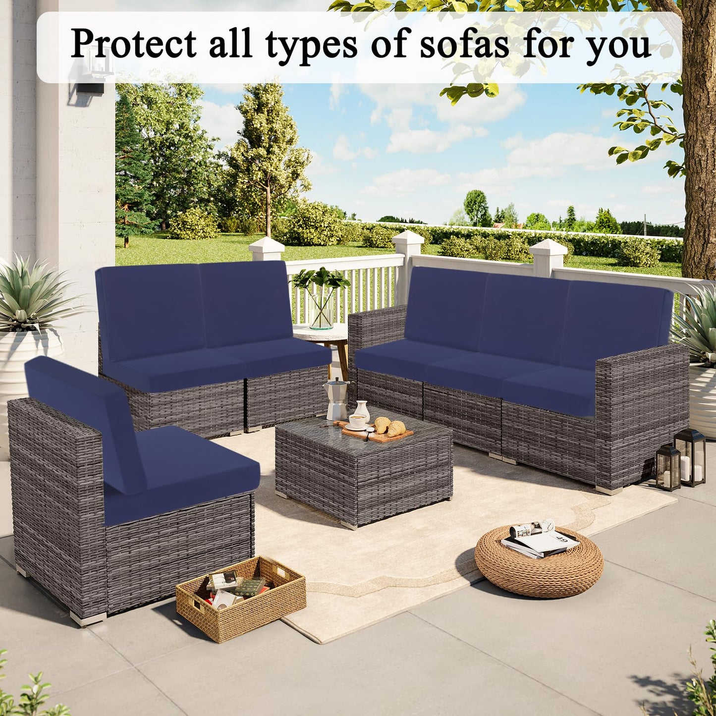 HEBE Stretch Patio Cushion Covers Set 12pcs,Waterproof Outdoor Couch Covers Replacement,Washable Reusable Seat Cushion Slipcovers for Patio Furniture Protector,Chair Cushion Cover