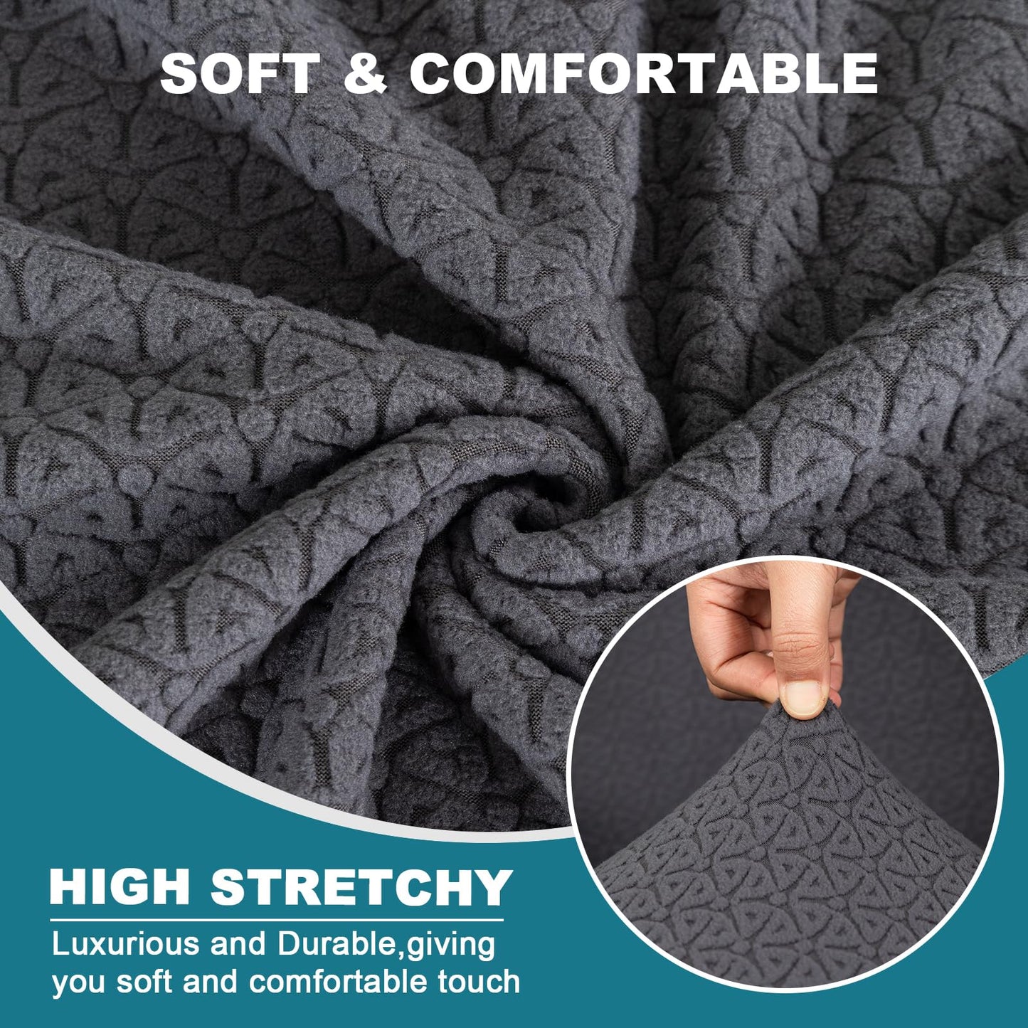 KRFOONN Rectangle Ottoman Covers Stretch Folding Storage Ottoman Bench Cover Jacquard Storage Ottoman Folding Footrest Stool Slipcover Furniture Protector for Living Room Bedroom Bench (Large, 39)