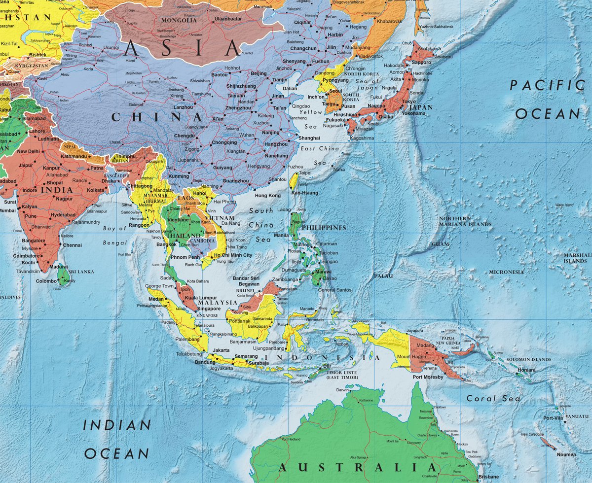 Swiftmaps World Premier Wall Map Poster Mural 24h x 36w Paper Rolled