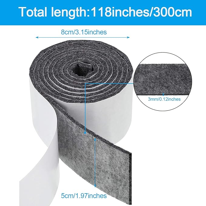 Shappy 2 Packs 120 x 2 x 0.12 Inch Felt Strips