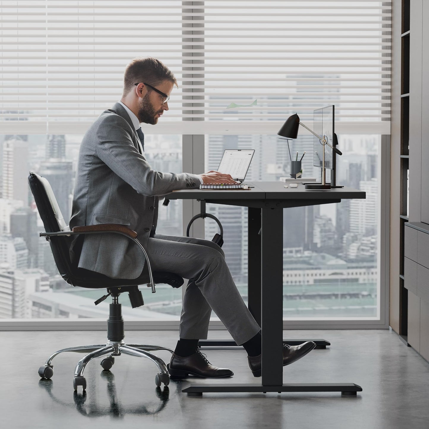 Klicelor L Shaped Standing Desk 59 x 48 Inch, Electric Height Adjustable Corner Desk for Home Office Workstation, Ergonomic Sit Stand Computer Table with Memory Controller, Black