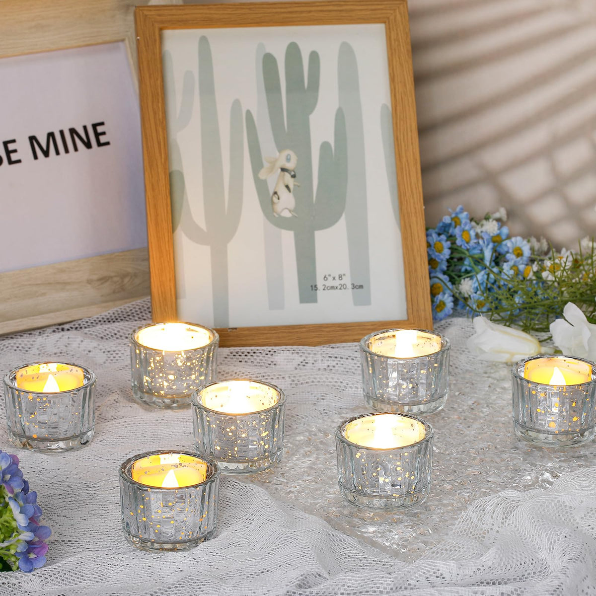 Mumufy 100 Pcs Glass Tealight Candle Holder Ribbed Votive Candle Holder for Centerpiece Wedding Proposal Spa Aromatherapy Meditation Home Decor (Silver)