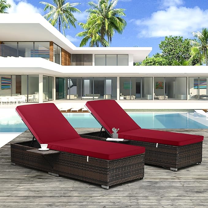 Chaise Lounge Cushion for Outdoor Furniture, Waterproof Fade and Tear Resistant
