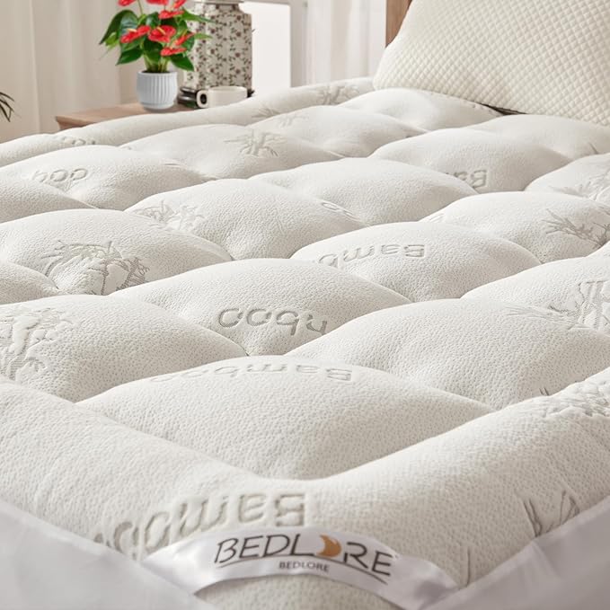 BEDLORE Twin Mattress Topper Viscose Derived from Bamboo, Thick Pillow Top