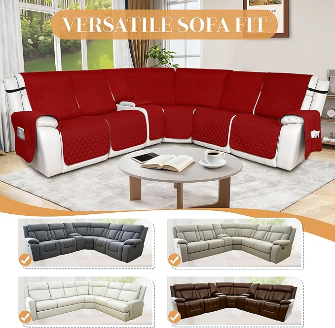 HDCAXKJ 100% Waterproof Reclining Sectional Couch Covers L Shape Recliner Sofa