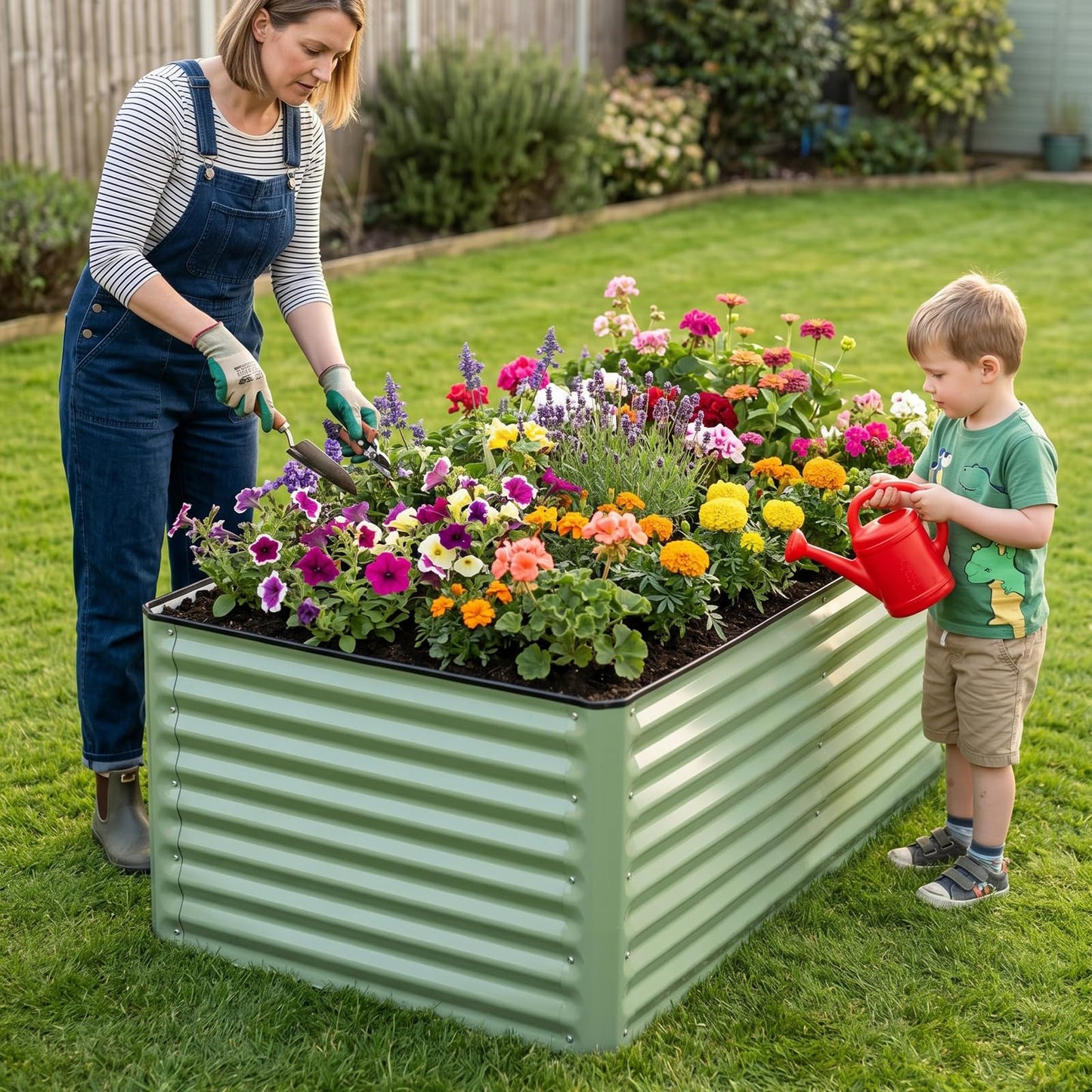 IGOHEALS 6x3x2 Ft Galvanized Steel Raised Garden Bed, Green, 1 Pack
