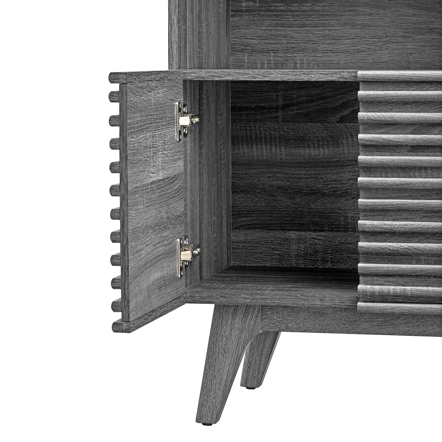 Modway Render Mid-Century Modern Office, Display Cabinet Bookshelf, Charcoal