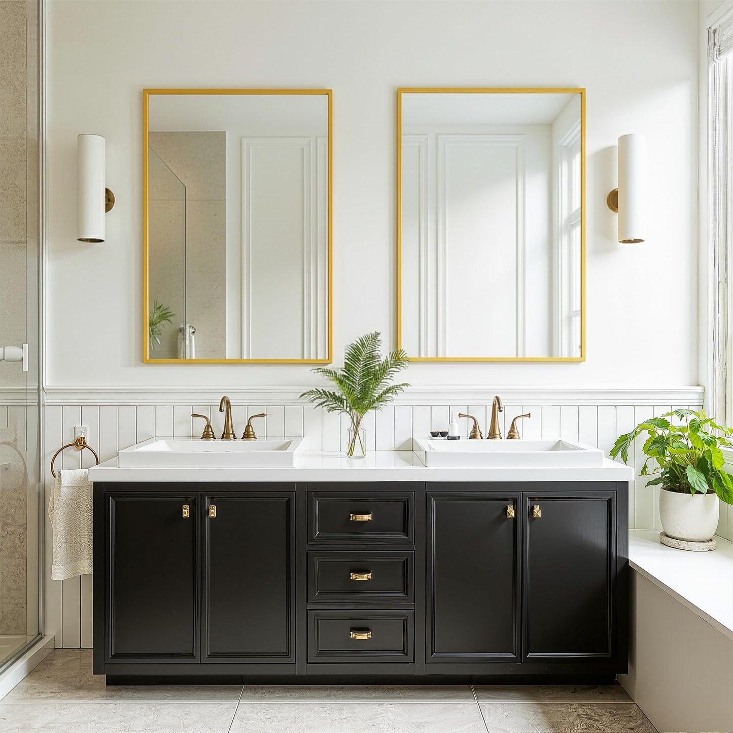 FICTOR Bathroom Vanity Mirror-Gold,30x20 Inch, Shatterproof & Anti-Rust, Wall Mount Rectangle Mirrors with Metal Frame for Over Sink, Bathroom, Bedroom, Living Room,Entryway