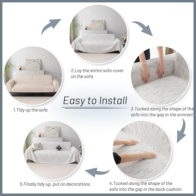 MYSKY HOME Loveseat Cover White Couch Cover Sectional Couch Covers