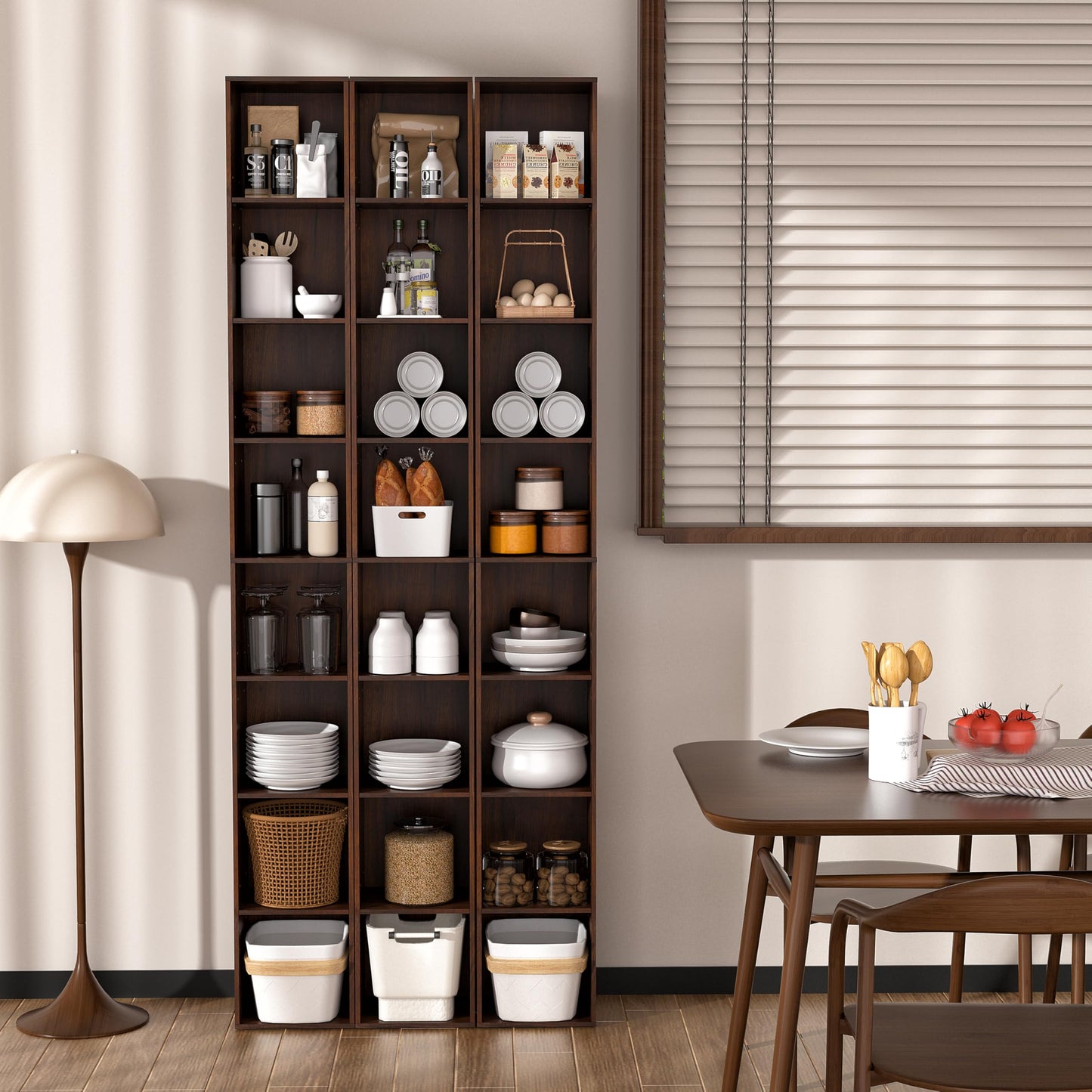 NewBeth 8-Cube Storage Organizer Bookcase, White, Tall Narrow Bookshelf for Home Office (Dark Brown)