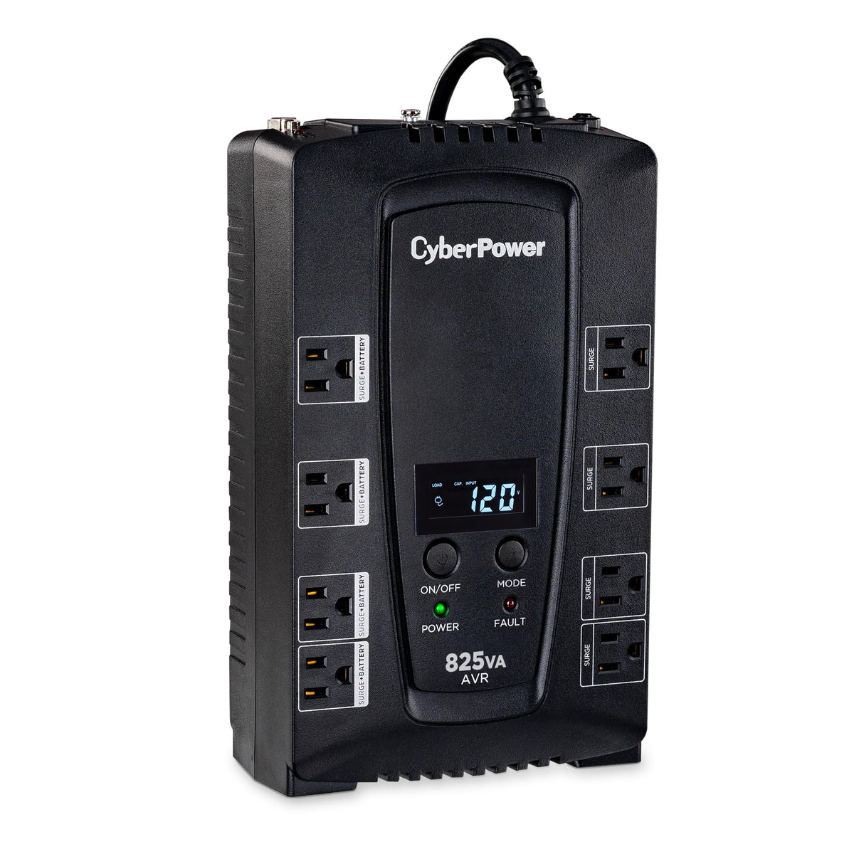 CyberPower CP825AVRLCD Intelligent LCD UPS Battery Backup and Surge Protector, 825VA/450W, 8 Outlets, AVR, Compact, UL Certified
