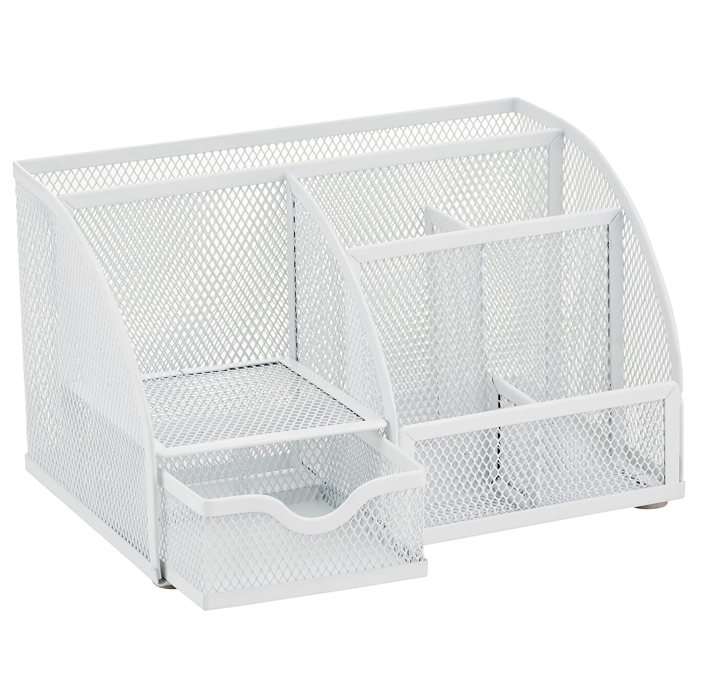 Exerz Desk Organizer White Office Desk Accessories Supplies Office Storage Desktop Pencil Pen Holder with Drawer Home Workspace