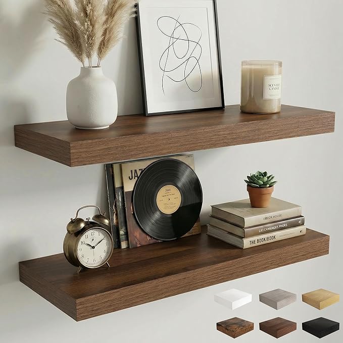 Dreamland Floating Shelves for Wall, 2 Pack Rustic Wooden Wall Shelves