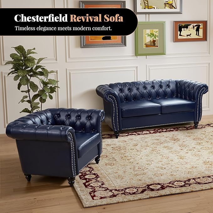 LEVNARY Chesterfield Loveseat, 2 Seater Tufted Couch