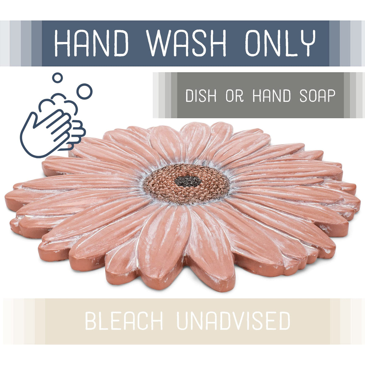 NAT & Jules Gerbera Daisy Flower Shaped Dimensional Indoor Outdoor 12 inch Cast Resin Decorative Garden Stepping Stone, Patio, Walkway Sculpture Yard Art, Terracotta