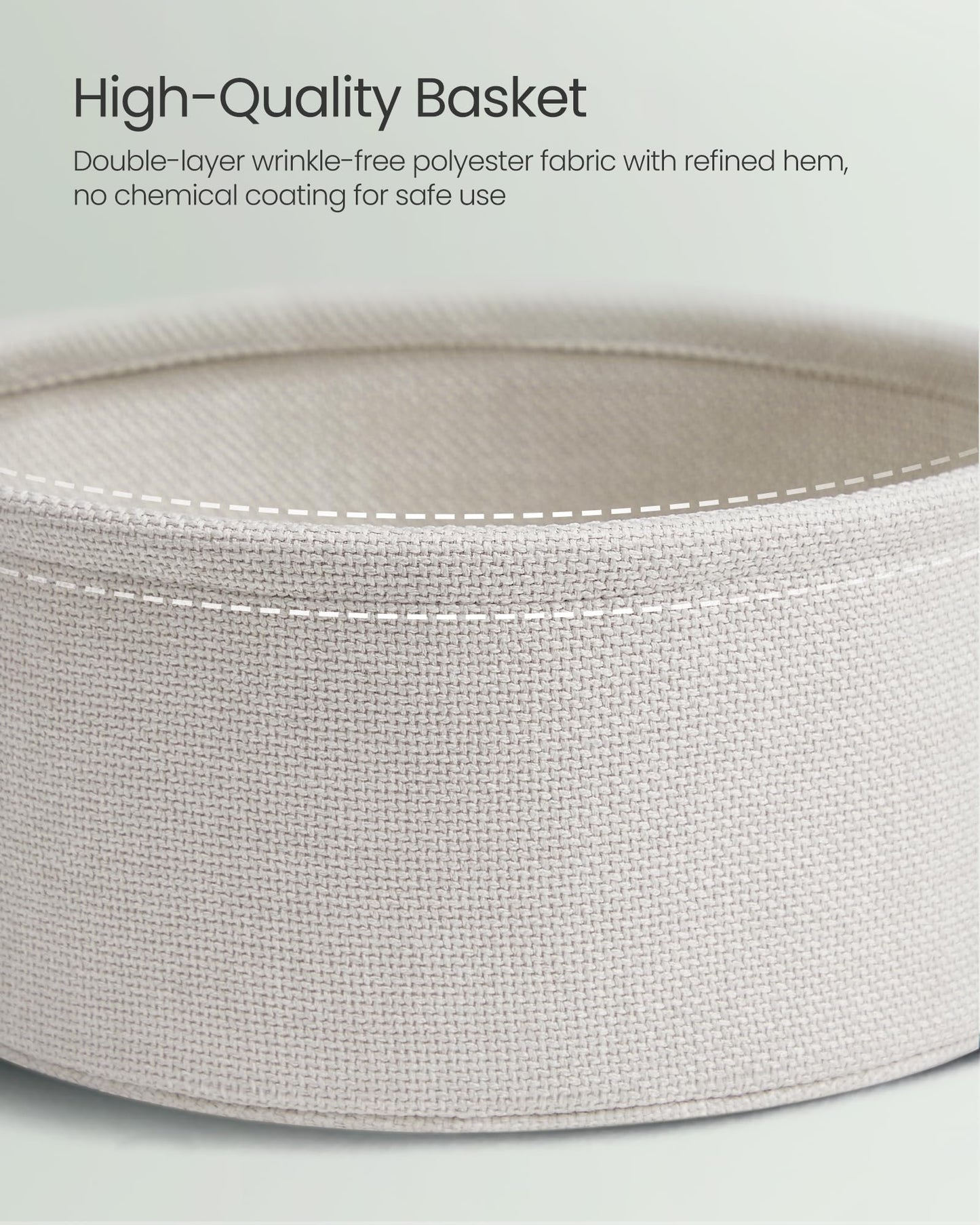 VASAGLE LILEA Collection - Small Round Side End Table, Modern Nightstand with Fabric Basket, Laurel Green and Cream White ULET223C69