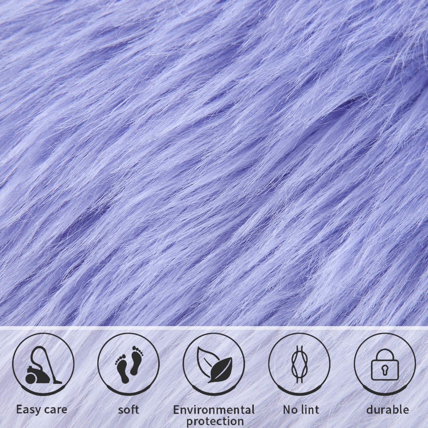 Softlife Square Faux Fur Sheepskin Chair Cover Seat Cushion Pad Super Soft Area Rugs for Living Bedroom Sofa (1.6ft x 1.6ft, Lavender) 1 pack