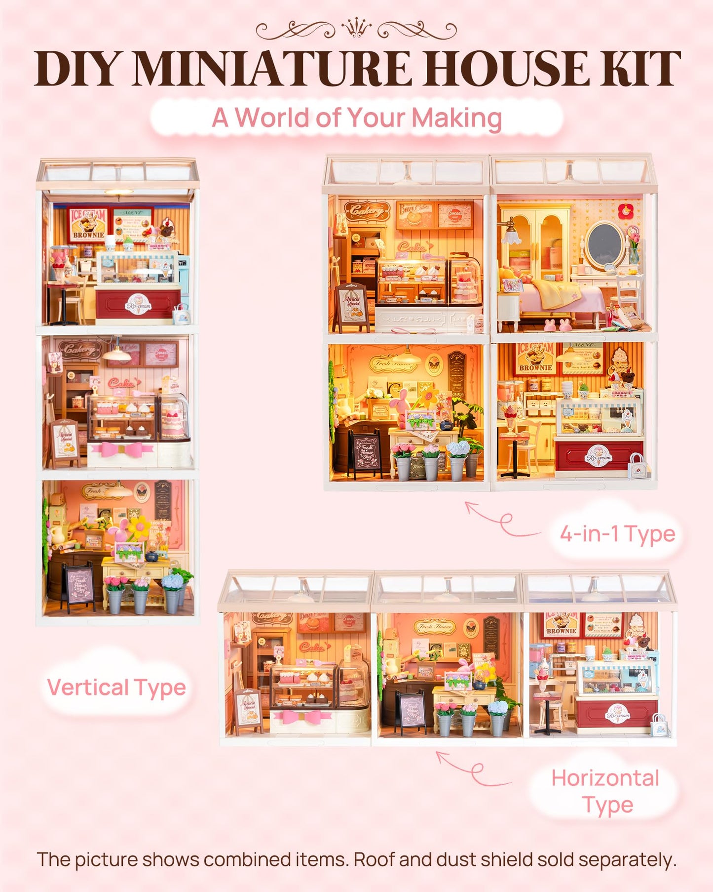 Rolife Super Creator Set (Pink Bedroom+Roof+Door)