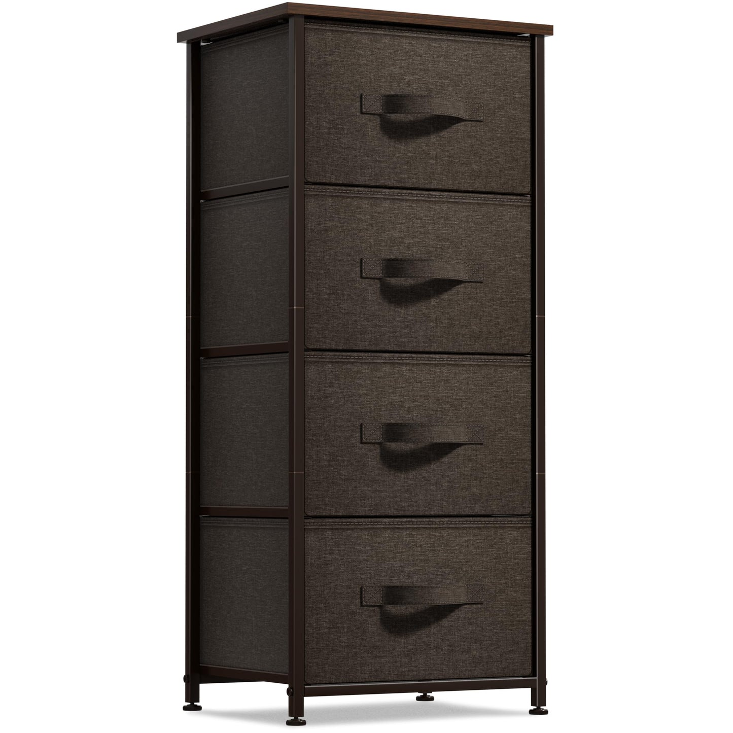 Sorbus Nightstand with 4 Drawers - Bedside Furniture & Night Stand End Table Dresser with Steel Frame, Wood Top, Easy Pull Fabric Bins for Home, Bedroom Accessories, Office & Dorm