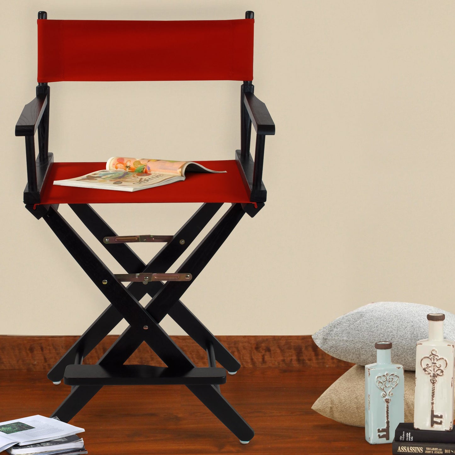 American Trails Extra-Wide Premium 24" Director's Chair Black Frame with Red Canvas, Counter Height