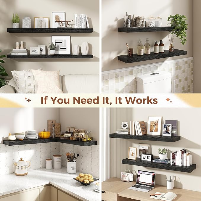 Dreamland 30 Inch Black Floating Shelves