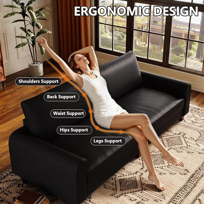 EASE MOOSE 70.6" Faux Leather Loveseat Sofa, Deep Seat Waterproof and