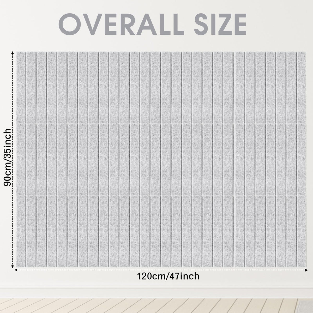 Honoson 12 Pack 48"x 36" Large Cork Board Alternative Felt Bulletin Board Wall Tiles with Safe Square Adhesive Roll Cork Tiles for Walls Home Office Classroom Back to School Pin Panels(Marble Gray)