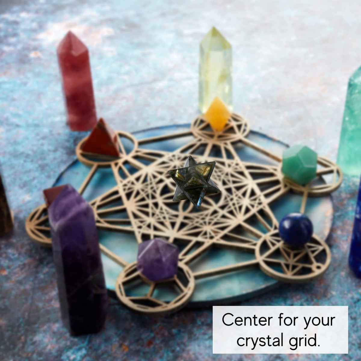 Amazing Gemstone Labradorite Merkaba Crystal - 0.75 Inches Metaphysical Merkaba Star for Meditation - Energetic Tetrahedron Crystal and Healing Stones for Spiritual Growth and Healing (15-20mm)