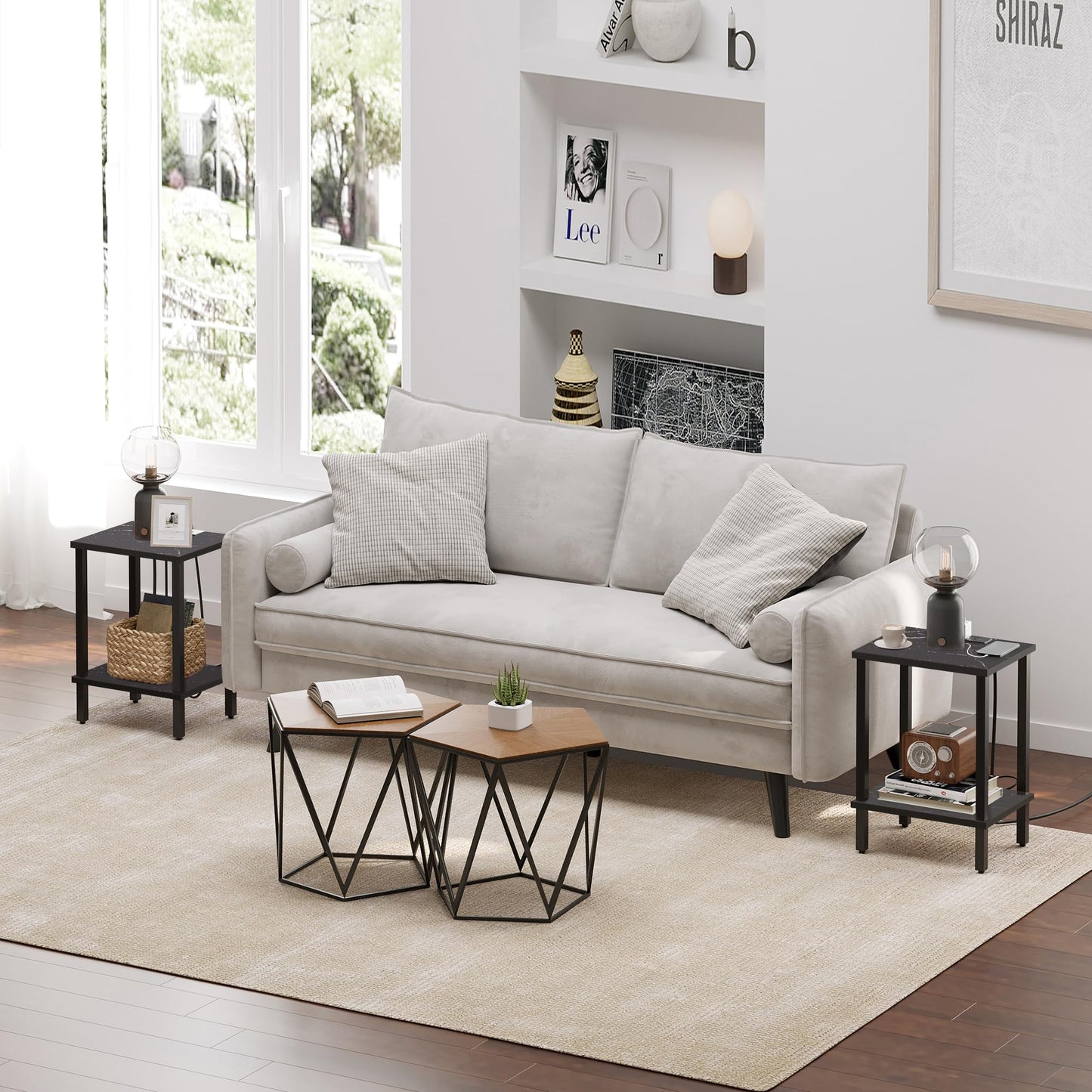 TUTOTAK End Table, Side Table, Nightstand, 2-Tier Storage Shelf, Sofa Side Table for Small Space, Living Room, Bed Room TB01BMK034