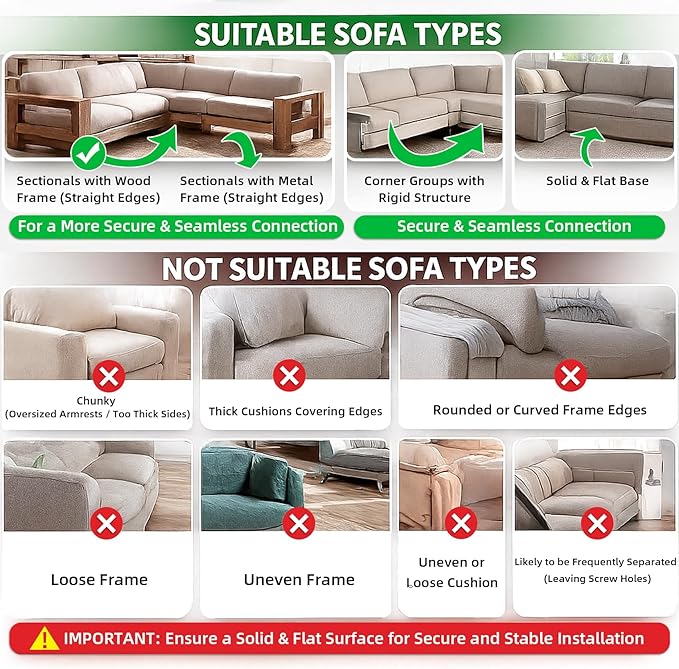 LazyMe Universal Sectional Sofa Interlocking Sofa Connector Bracket