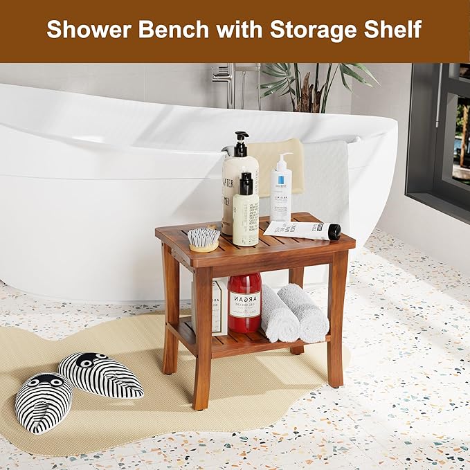 Teak Wood Shower Bench Stool