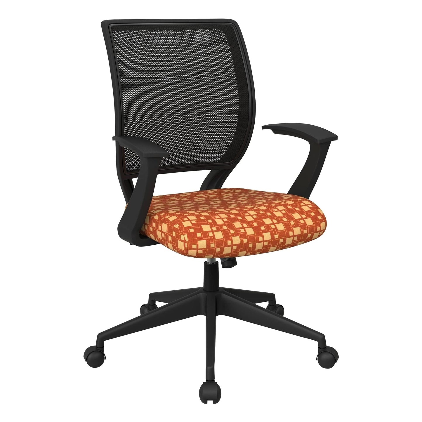 Office Star EM Series Screen Back Office Computer Task Chair with Lumbar Support and Designer T Arms, City Park Marigold Fabric