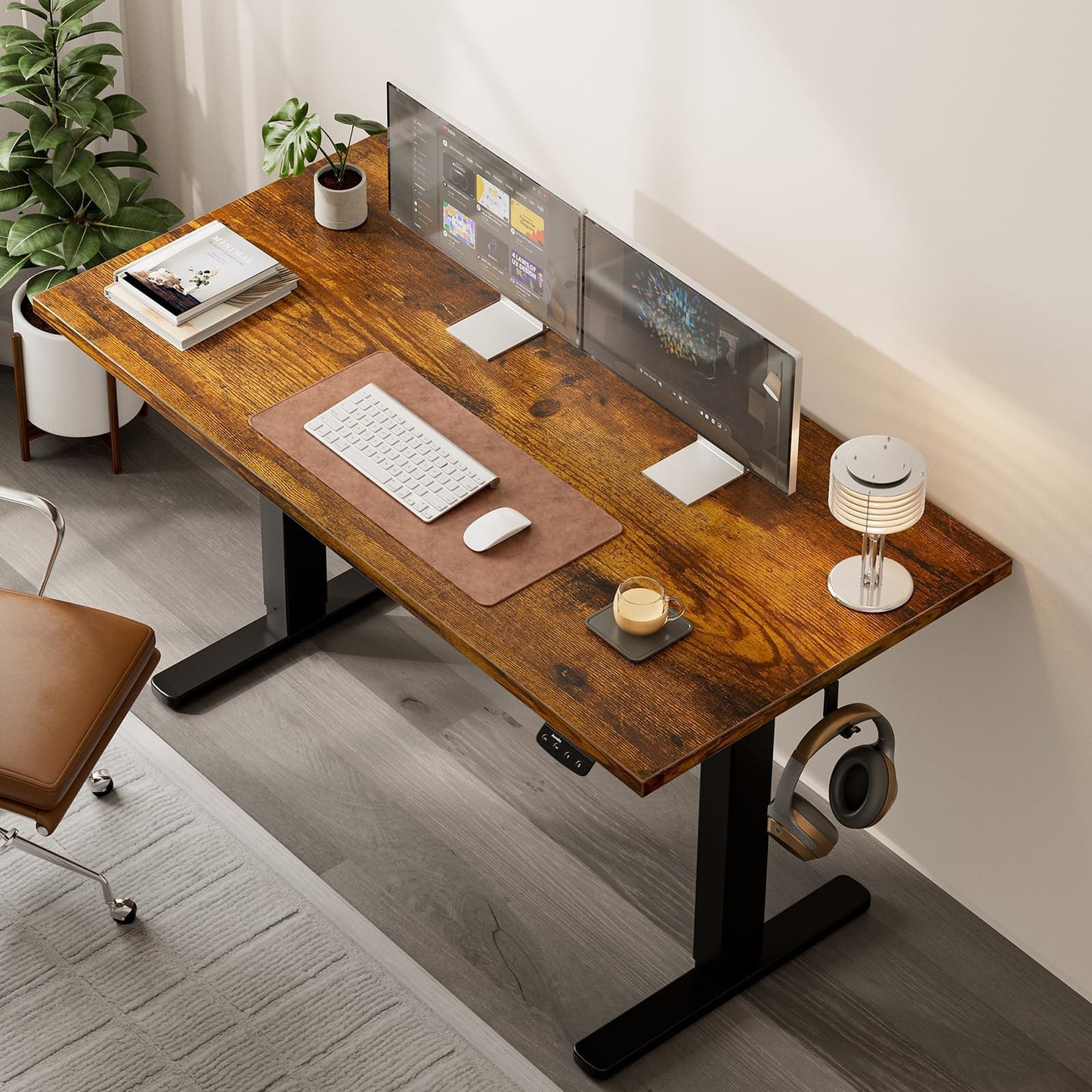 Acrolix Electric Standing Desk, Height Adjustable Home Office Desk with Memory Presets & Cable Management,Rustic Brown Sit Stand Desk for Work from Home, Ergonomic Computer Desk (48" x 24")