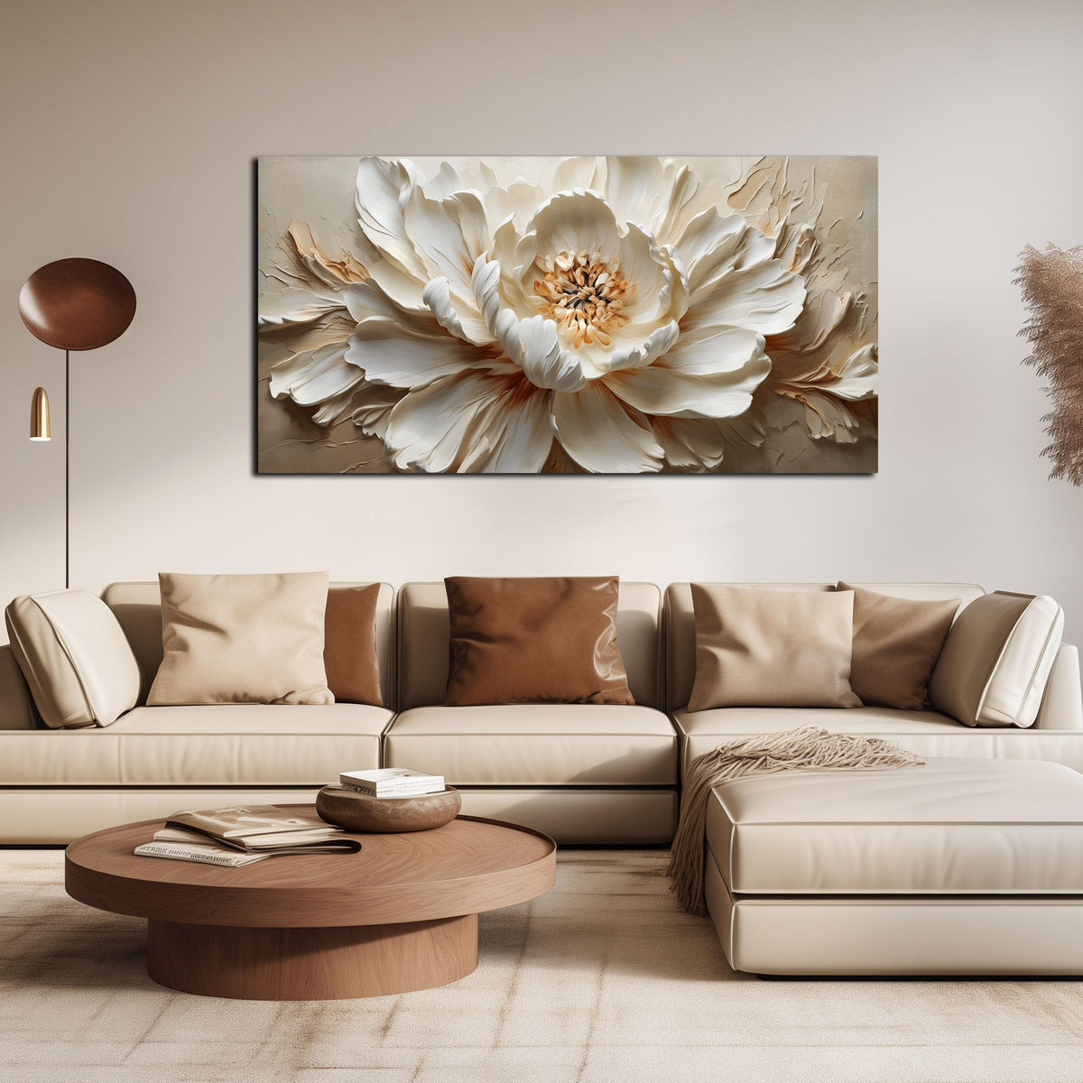TYTAUPT Flower Painting Wall Decor White Canvas Wall Art for Office Women,Teen Room Decor for Girls,Dining Room Art Wall Decor 24 x 48 Inch