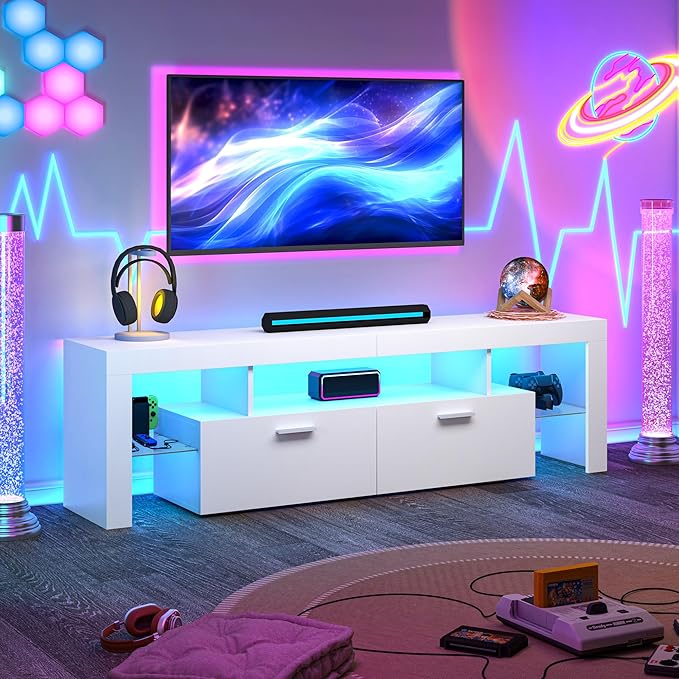 Clikuutory Modern Lighting 63 inch TV Stand