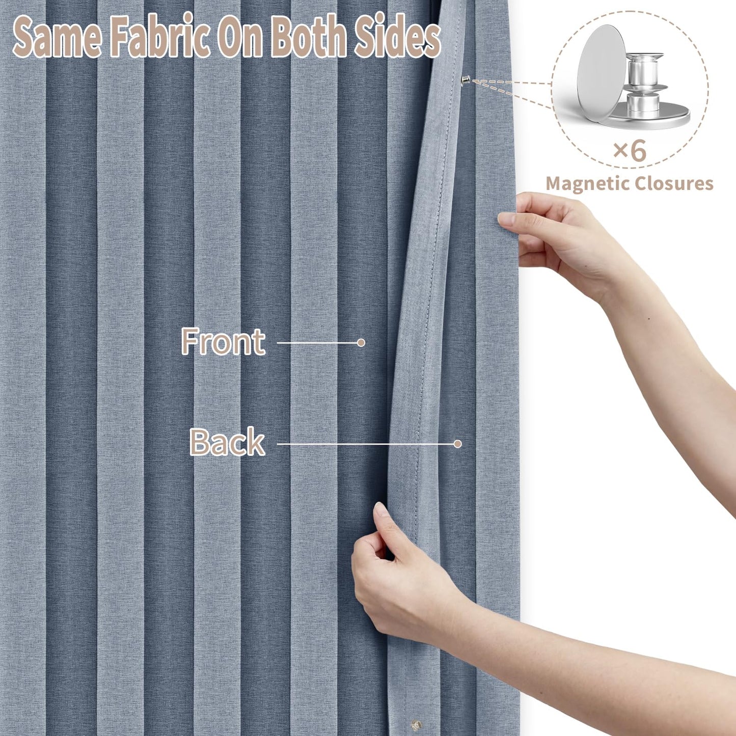 Vatge Accordian Style Door Curtains for Bedroom, and Closet Without Door, Room Divider Curtain for Living Room/Bathroom/Bedroom, 1 Panel with Tieback, W39 x L78, Blue
