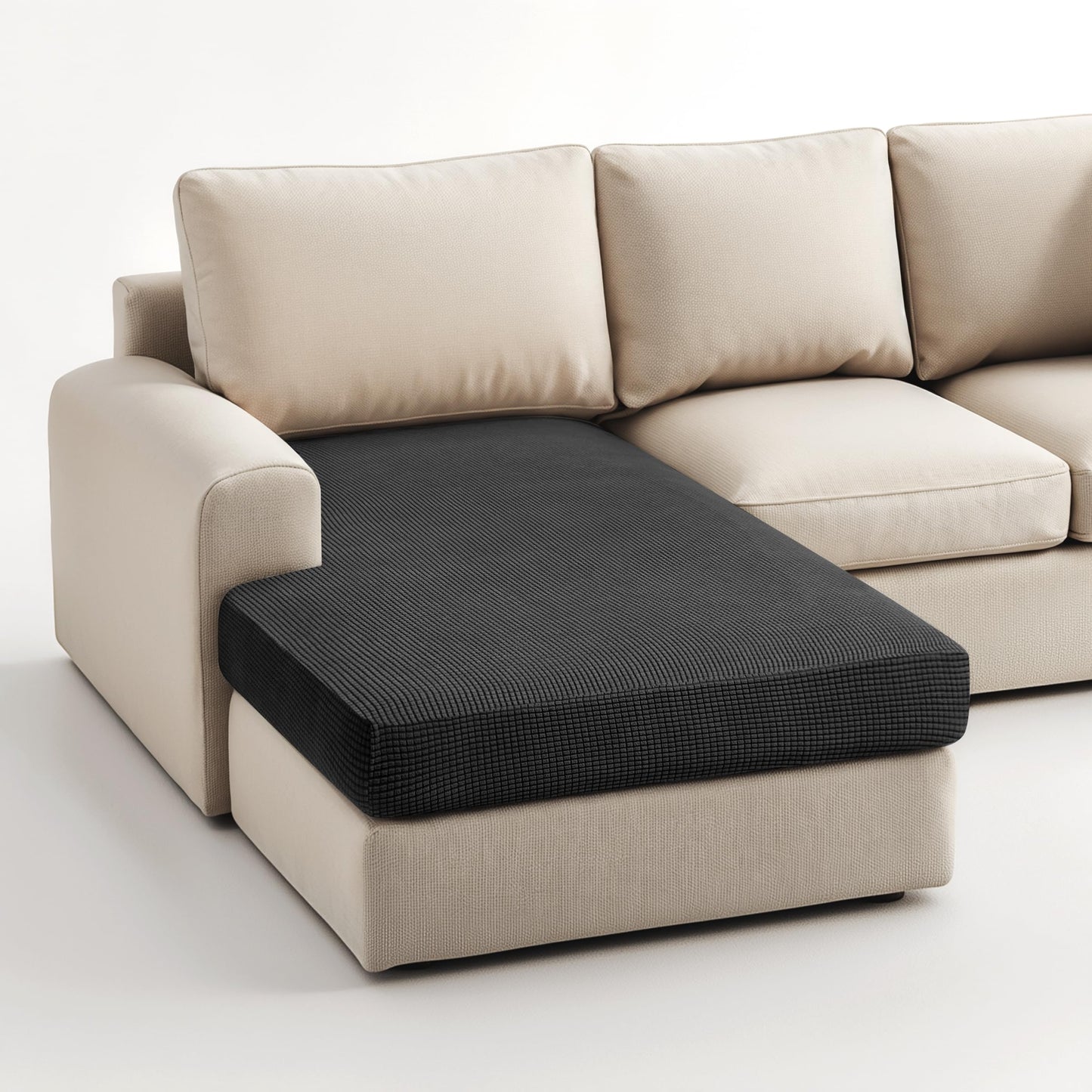 Hokway Stretch Chaise Cover Individual Couch Cushion Slipcovers Reversible Cushion Protector Slipcovers Sofa Cushion Protector Covers (Chaise Cover, Black)