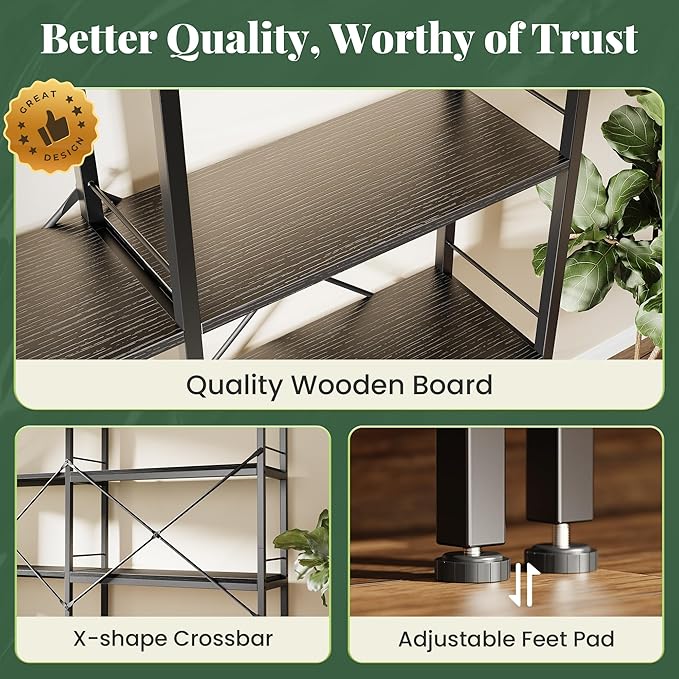Huuger 4 Tier Bookshelf, L Shaped Corner Bookshelf