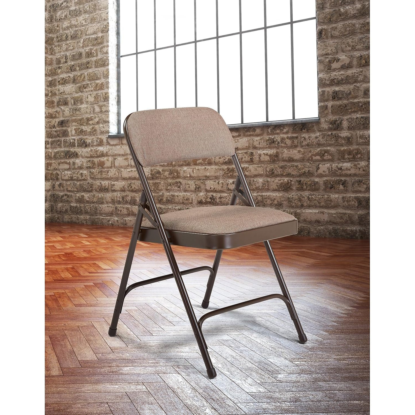 National Public Seating NPS 2200 Series Fabric Padded Premium Folding Chairs, Russet Walnut, 4 Pack (2207/4)