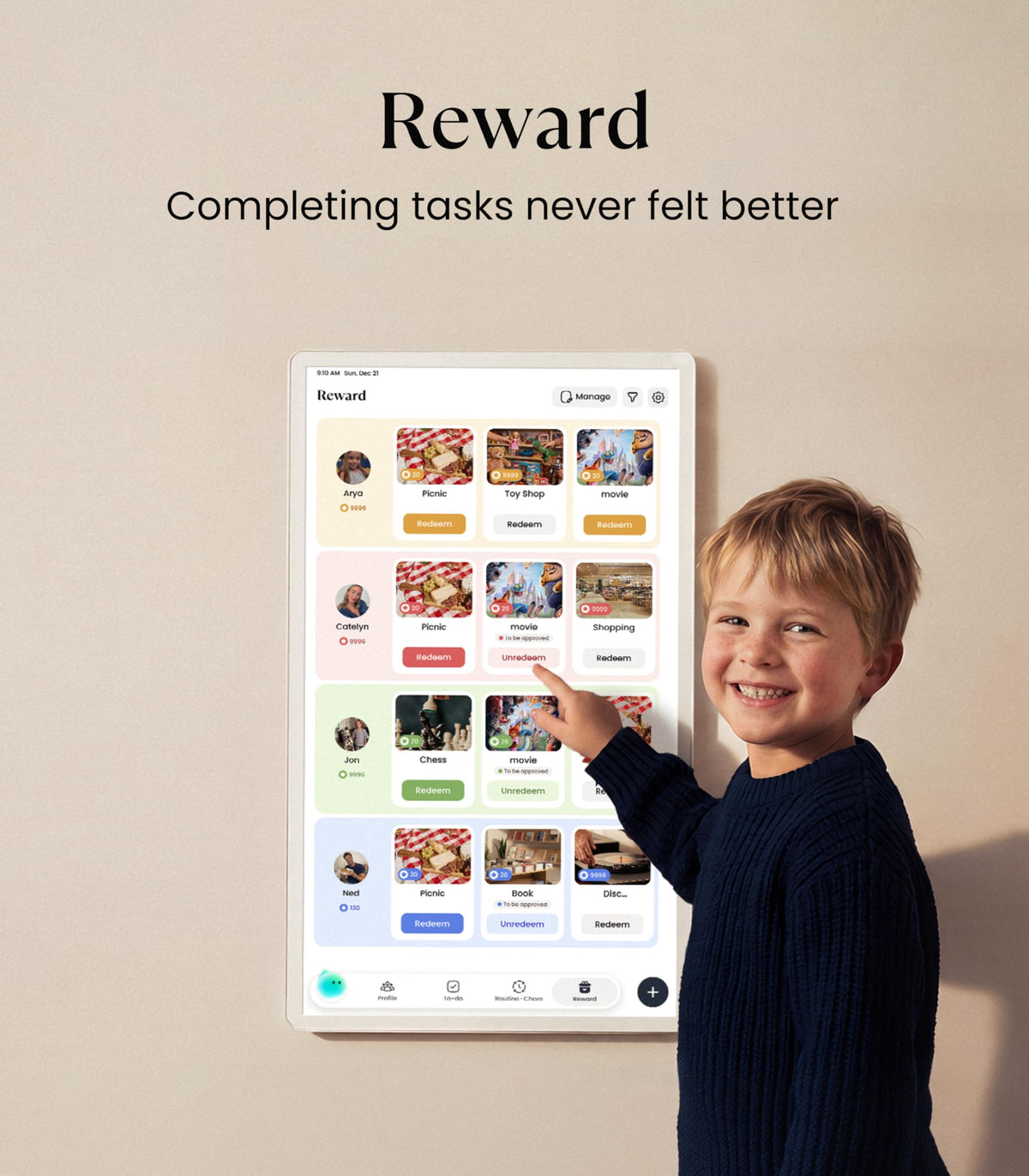 Cozyla Calendar Plus 2: 32"4K Smart Digital Calendar Wall Touch Screen & No Subscription Family Dashboard, Electronic Display for Family System- Chore Chart, Meal Planner, Support App Store Wall Mount