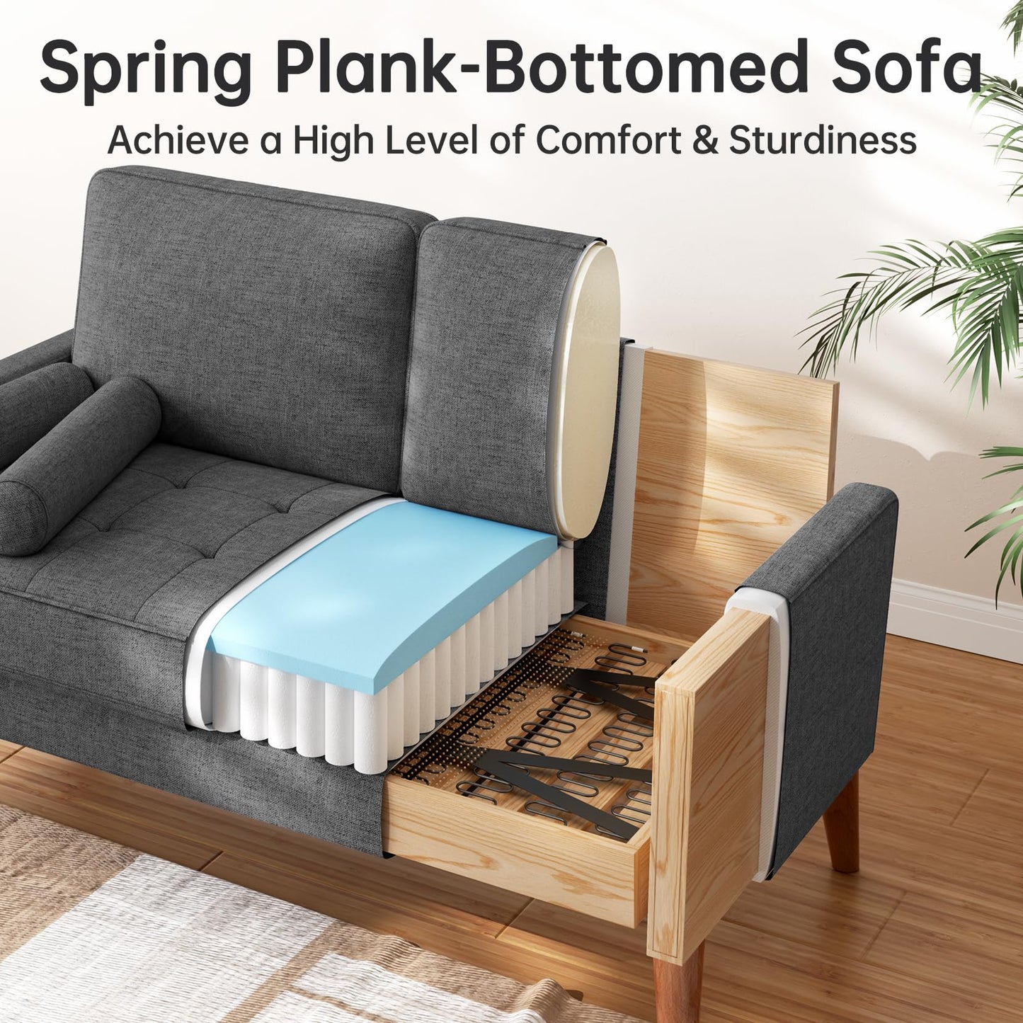 Vesgantti Loveseat Sofa 48" Small Couches for Small Spaces, Love Seat for Living Room, Bedroom, Easy Assembly Mid Century Modern Couch, Charcoal Gray