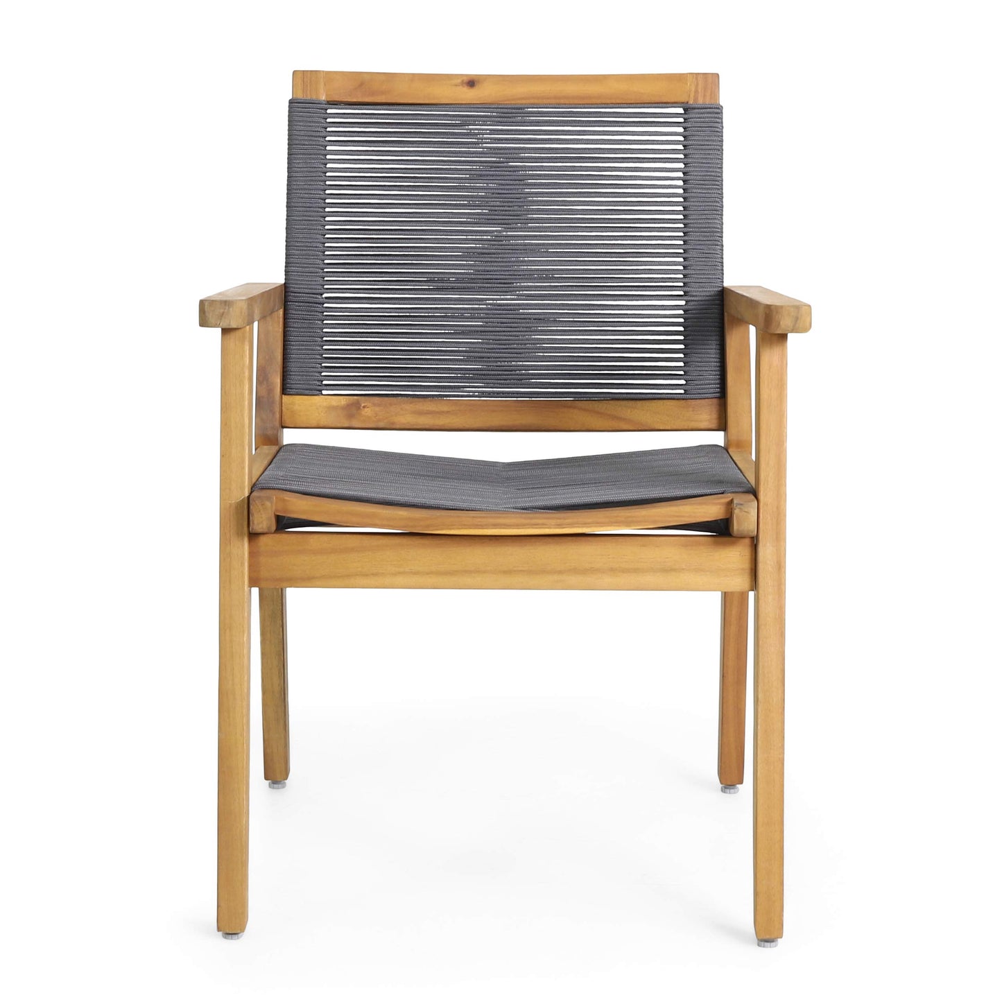Christopher Knight Home Tracy Outdoor Acacia Wood Dining Chair with Rope Seating (Set of 2), Teak and Dark Gray