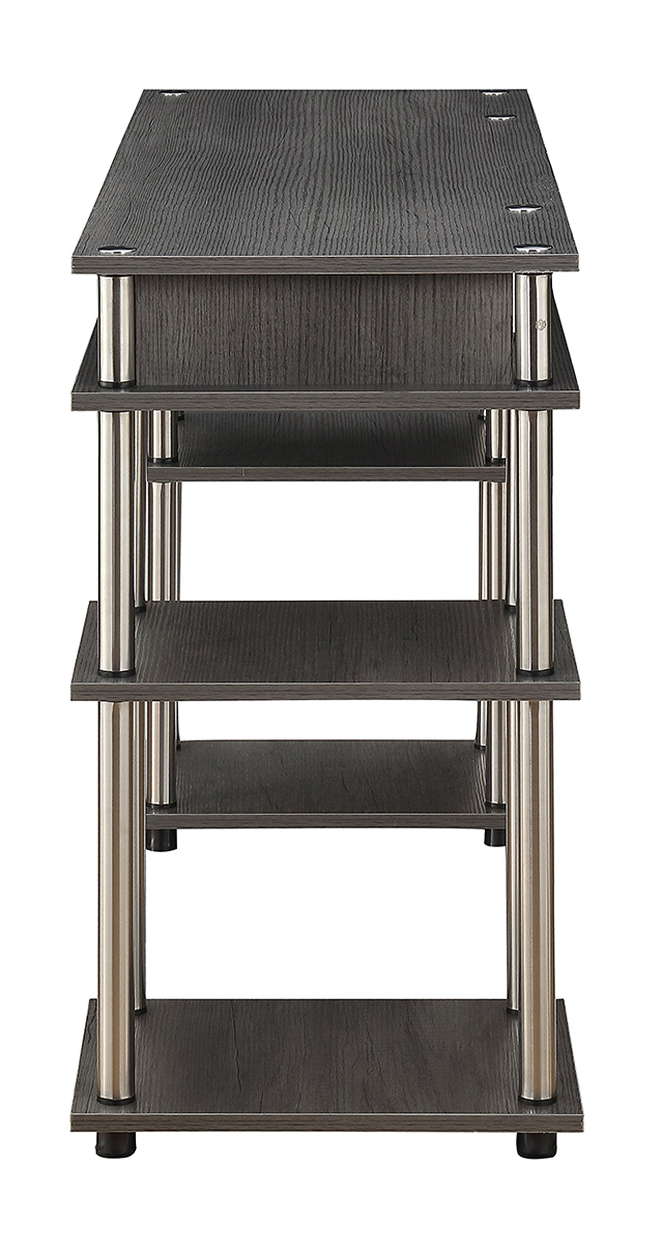 Convenience Concepts Designs2Go No Tools Desk Home Office Desk with Shelves, Corner Shelf Vanity Desk Computer Desk Nail Table for Nail Tech - 47.25" L x 15.75" W x 30" H, Charcoal Gray