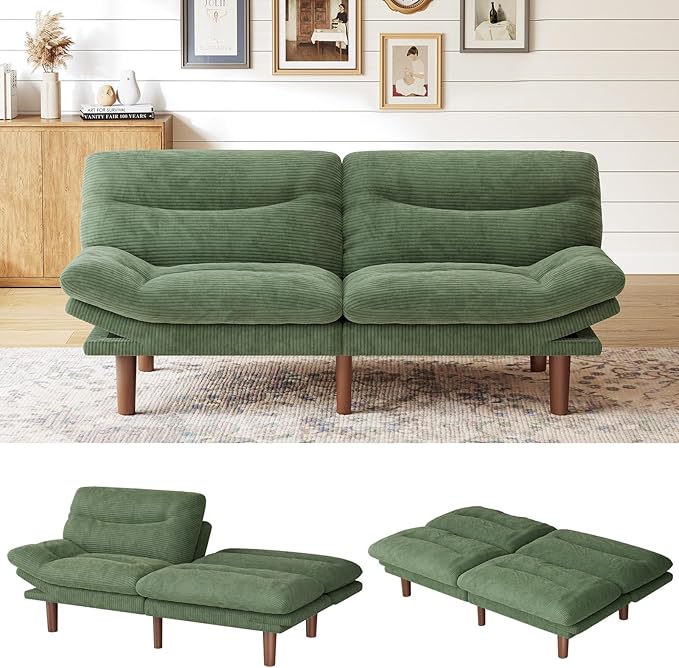 Marsail 75" Futon Sofa Bed, Convertible Corduroy Futon Couch