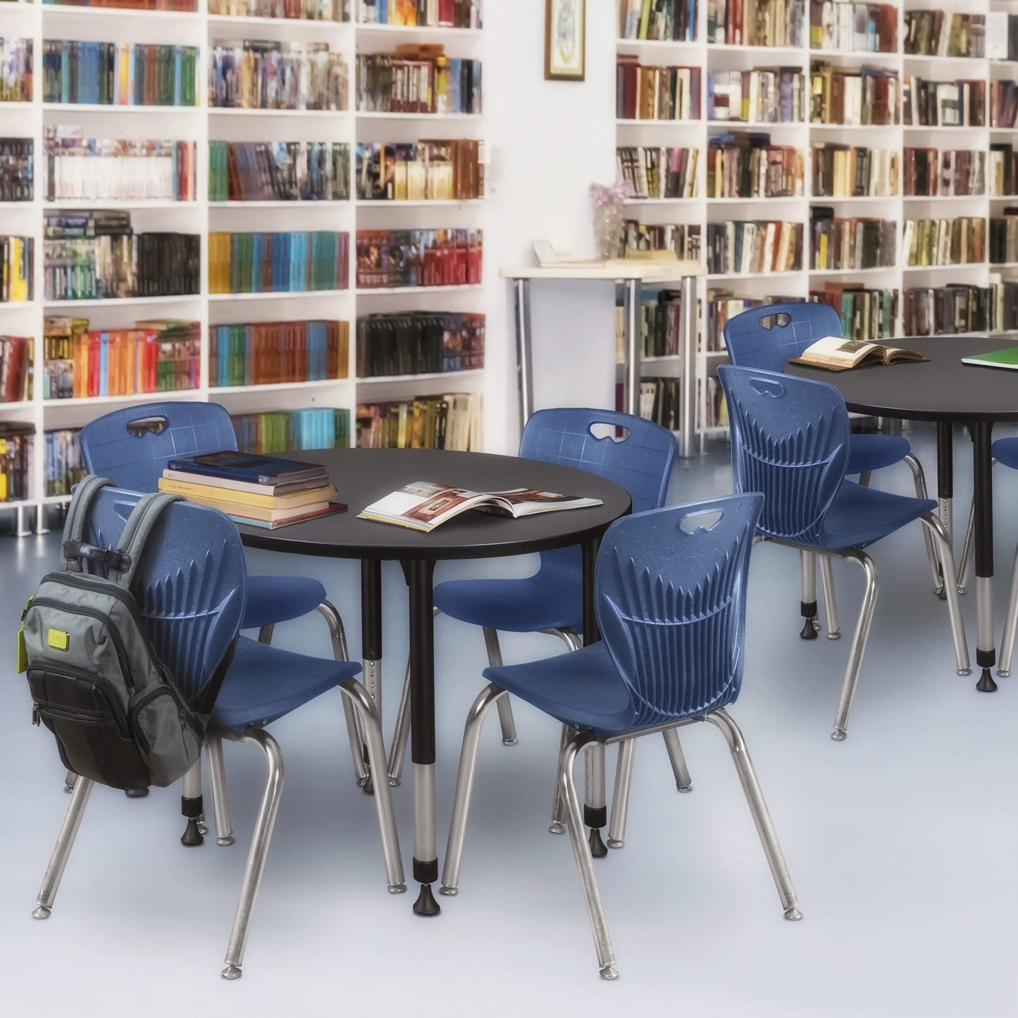 Romig Trek 36 in. Round Height Adjustable Classroom Activity Table- Grey
