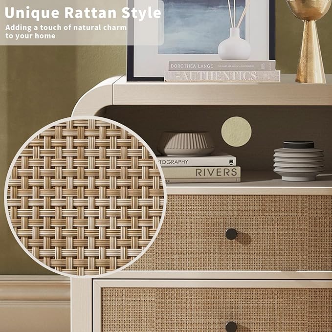 Oak&Sparrow Rattan Nightstand Set of 2, 23.6'' Rattan End Table