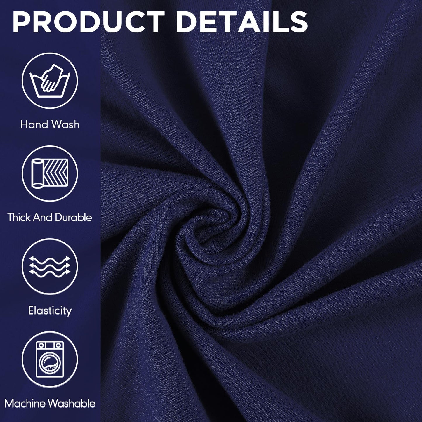 Peryiter 3 Pcs Couch and Loveseat Covers Set Sofa Cover for Couch Sofa Slipcover for Living Room Arm Chair Furniture Protector(Navy Blue,Milk Silk Spandex)