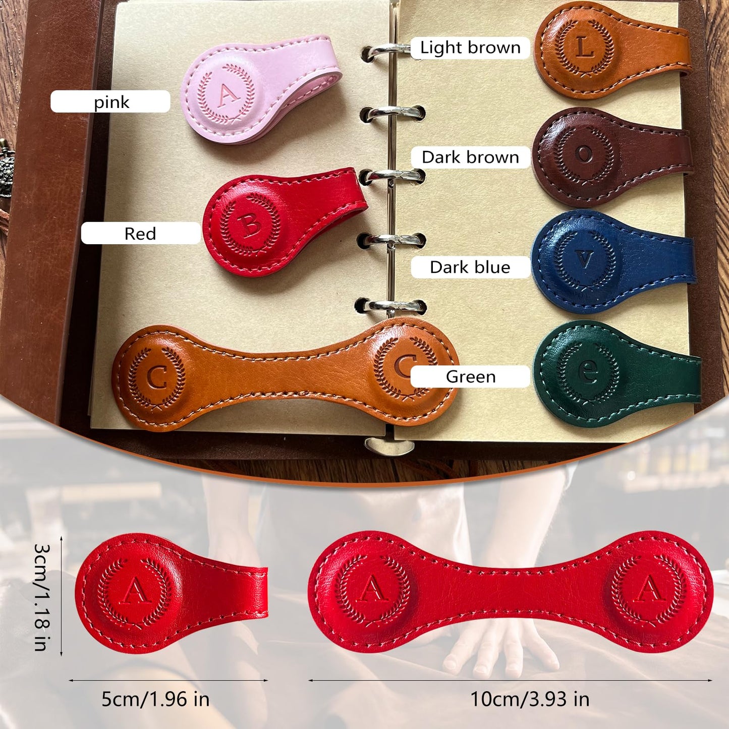 Leather Magnetic Bookmarks, 3D Embossed Alphabet Initial Letter Bookmark, Cute Page Markers for Books, Journals, Planners, Bible, Small Reading Gifts for Women Men, Teachers, Students (Blue W)