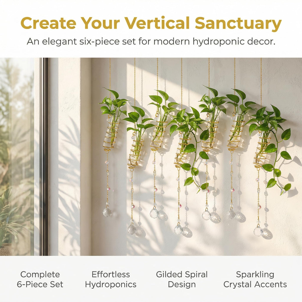 6Pcs Hanging Propagation Station with Crystal Ball Prisms Plant Suncatcher