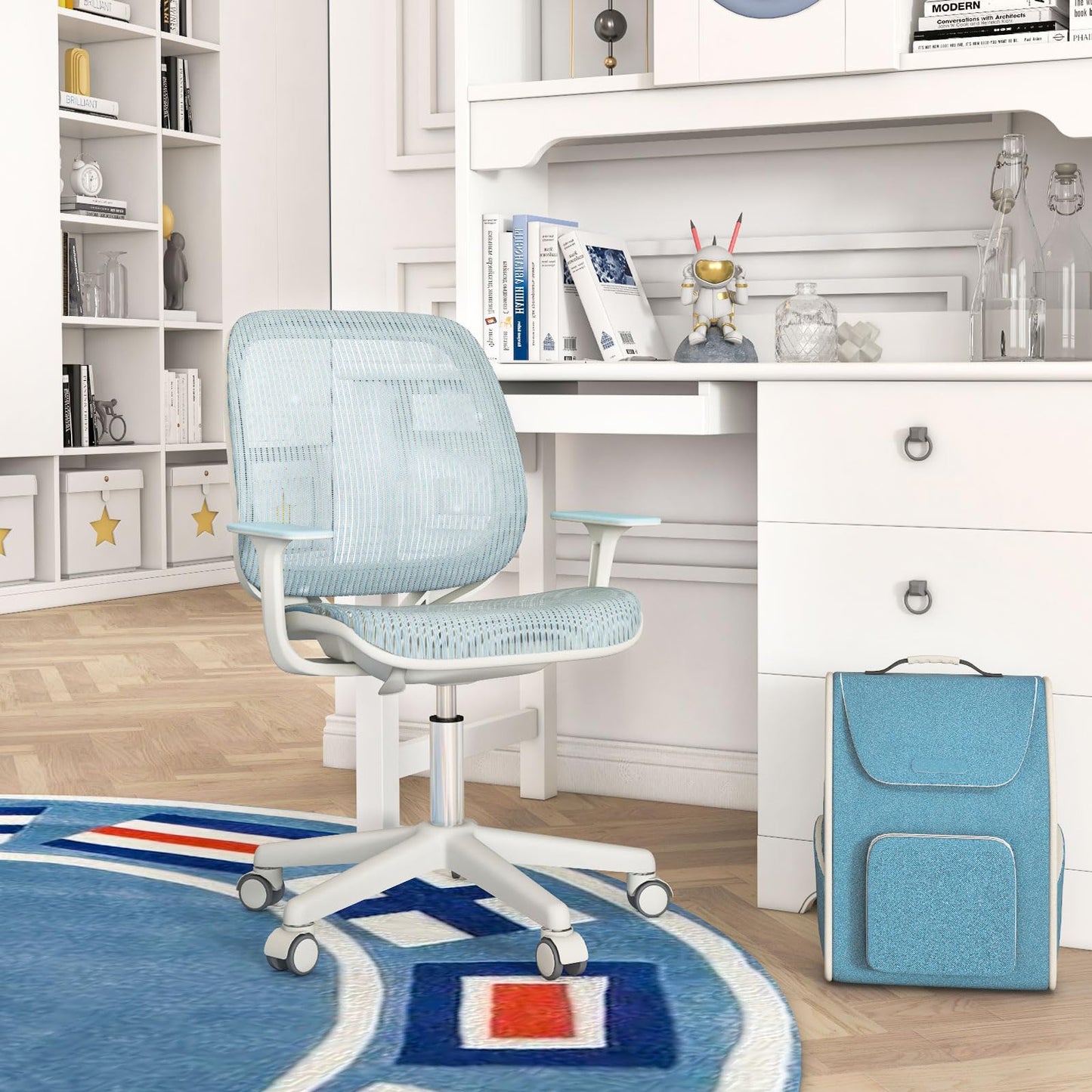 Costzon Kids Desk Chair, Height Adjustable Children Study Computer Chair with Armrests, Sit-Brake Casters, Swivel Mesh Task Chair for Boys Girls Teens Students, Kids Chair for Home, Office, School
